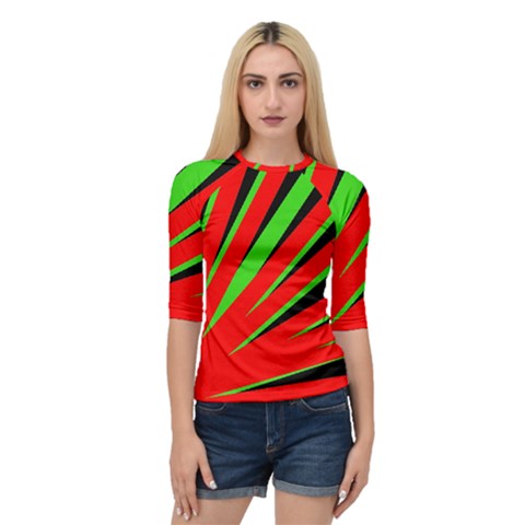 Rays Light Chevron Red Green Black Quarter Sleeve Tee by Mariart