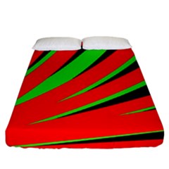 Rays Light Chevron Red Green Black Fitted Sheet (king Size)