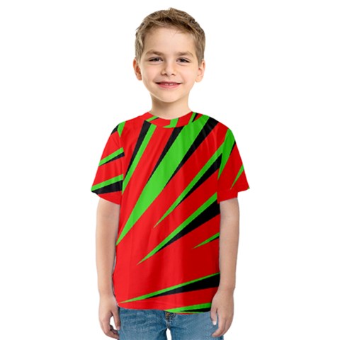 Rays Light Chevron Red Green Black Kids  Sport Mesh Tee by Mariart