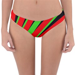 Rays Light Chevron Red Green Black Reversible Hipster Bikini Bottoms