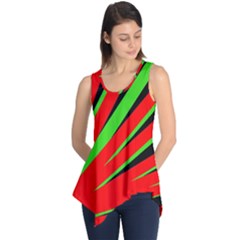 Rays Light Chevron Red Green Black Sleeveless Tunic