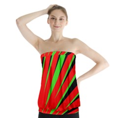 Rays Light Chevron Red Green Black Strapless Top