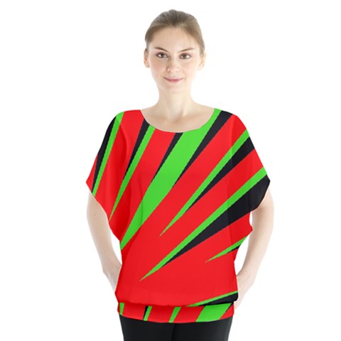 Rays Light Chevron Red Green Black Blouse by Mariart