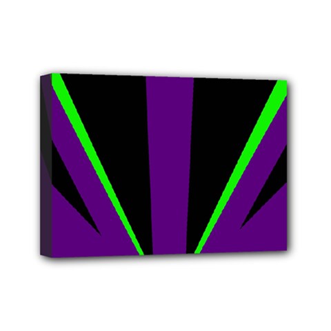 Rays Light Chevron Purple Green Black Line Mini Canvas 7  X 5  by Mariart