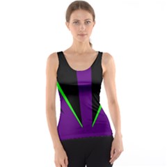 Rays Light Chevron Purple Green Black Line Tank Top by Mariart