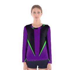 Rays Light Chevron Purple Green Black Line Women s Long Sleeve Tee