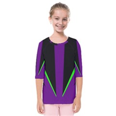 Rays Light Chevron Purple Green Black Line Kids  Quarter Sleeve Raglan Tee