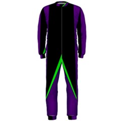 Rays Light Chevron Purple Green Black Line Onepiece Jumpsuit (men)  by Mariart