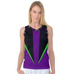 Rays Light Chevron Purple Green Black Line Women s Basketball Tank Top