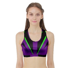 Rays Light Chevron Purple Green Black Line Sports Bra With Border by Mariart