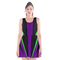 Rays Light Chevron Purple Green Black Line Scoop Neck Skater Dress by Mariart