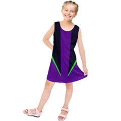 Rays Light Chevron Purple Green Black Line Kids  Tunic Dress by Mariart