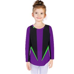 Rays Light Chevron Purple Green Black Line Kids  Long Sleeve Tee