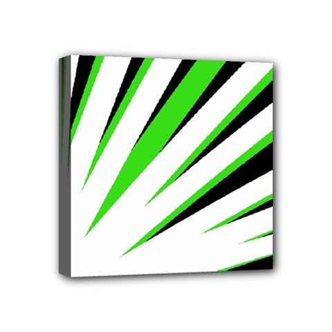 Rays Light Chevron White Green Black Mini Canvas 4  X 4 