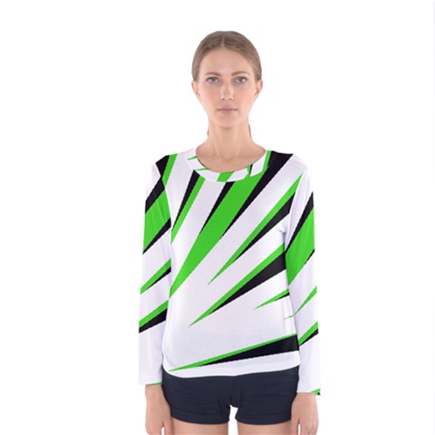 Rays Light Chevron White Green Black Women s Long Sleeve Tee by Mariart