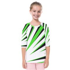 Rays Light Chevron White Green Black Kids  Quarter Sleeve Raglan Tee