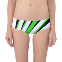 Rays Light Chevron White Green Black Classic Bikini Bottoms by Mariart