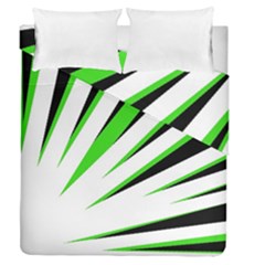 Rays Light Chevron White Green Black Duvet Cover Double Side (queen Size) by Mariart