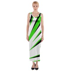 Rays Light Chevron White Green Black Fitted Maxi Dress by Mariart