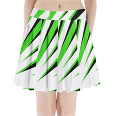 Rays Light Chevron White Green Black Pleated Mini Skirt