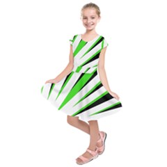 Rays Light Chevron White Green Black Kids  Short Sleeve Dress by Mariart