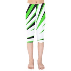 Rays Light Chevron White Green Black Kids  Capri Leggings 