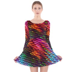 Rainbow Shake Light Line Long Sleeve Velvet Skater Dress by Mariart