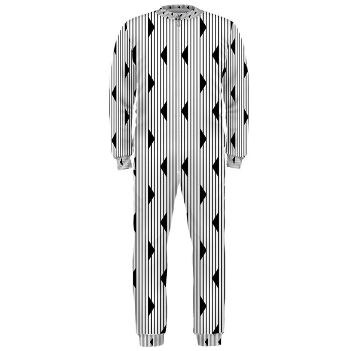 Stripes Line Triangles Vertical Black OnePiece Jumpsuit (Men) 