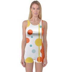 Stripes Dots Line Circle Vertical Yellow Red Blue Polka One Piece Boyleg Swimsuit by Mariart