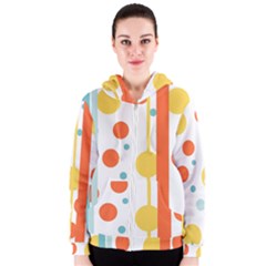 Stripes Dots Line Circle Vertical Yellow Red Blue Polka Women s Zipper Hoodie by Mariart