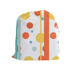 Stripes Dots Line Circle Vertical Yellow Red Blue Polka Drawstring Pouches (extra Large) by Mariart