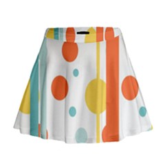 Stripes Dots Line Circle Vertical Yellow Red Blue Polka Mini Flare Skirt by Mariart