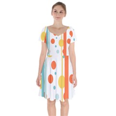 Stripes Dots Line Circle Vertical Yellow Red Blue Polka Short Sleeve Bardot Dress by Mariart