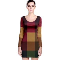 Stripes Plaid Color Long Sleeve Velvet Bodycon Dress by Mariart