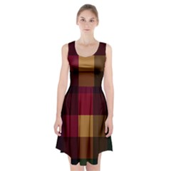 Stripes Plaid Color Racerback Midi Dress