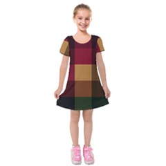 Stripes Plaid Color Kids  Short Sleeve Velvet Dress