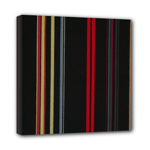 Stripes Line Black Red Mini Canvas 8  X 8 