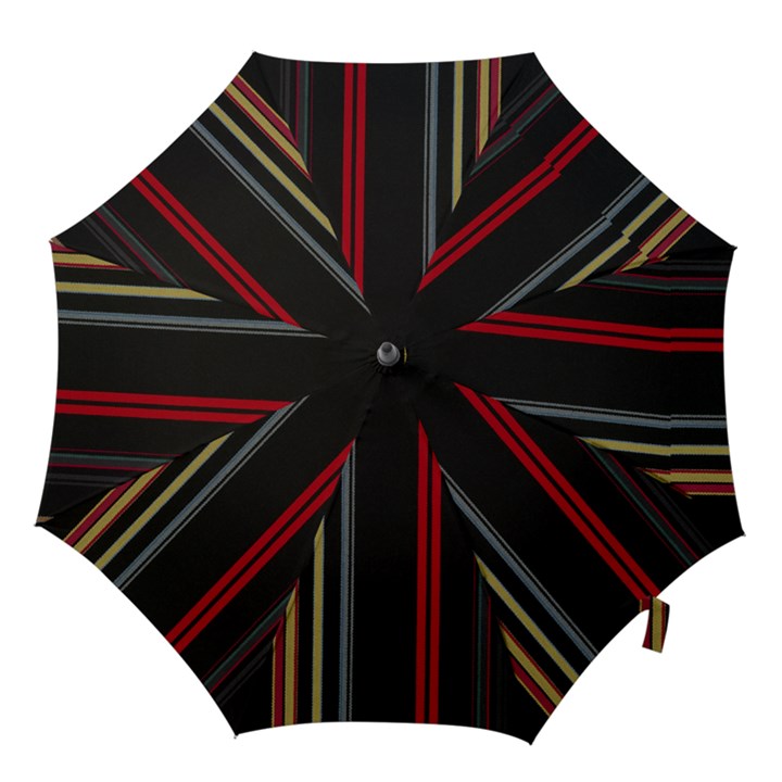 Stripes Line Black Red Hook Handle Umbrellas (Medium)