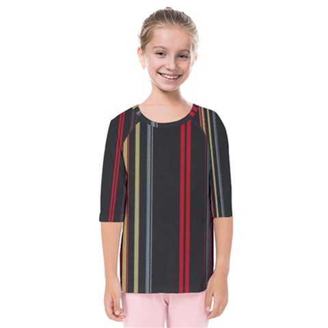 Stripes Line Black Red Kids  Quarter Sleeve Raglan Tee by Mariart