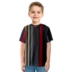 Stripes Line Black Red Kids  Sport Mesh Tee