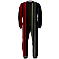 Stripes Line Black Red Onepiece Jumpsuit (men)  by Mariart