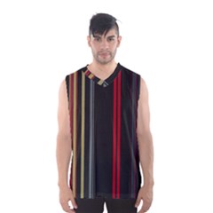 Stripes Line Black Red Men s Basketball Tank Top by Mariart