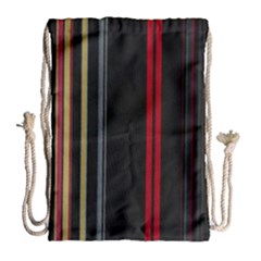 Stripes Line Black Red Drawstring Bag (large)