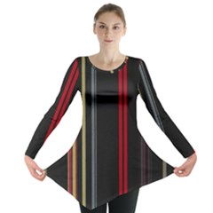 Stripes Line Black Red Long Sleeve Tunic  by Mariart