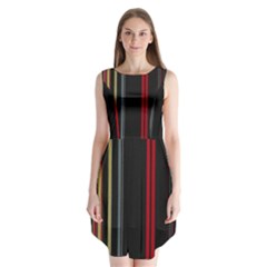 Stripes Line Black Red Sleeveless Chiffon Dress  