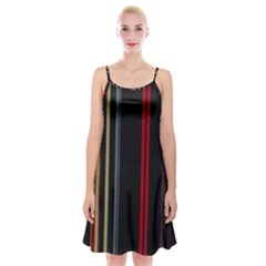 Stripes Line Black Red Spaghetti Strap Velvet Dress by Mariart