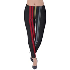 Stripes Line Black Red Velvet Leggings by Mariart