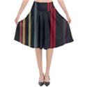 Stripes Line Black Red Flared Midi Skirt View1