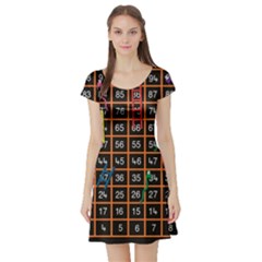 Snakes Ladders Game Plaid Number Short Sleeve Skater Dress by Mariart