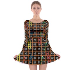 Snakes Ladders Game Plaid Number Long Sleeve Skater Dress by Mariart